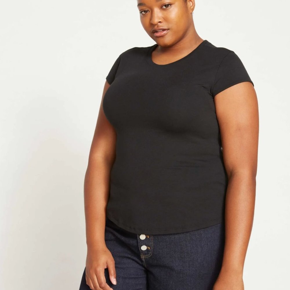 Universal Standard Ashley Cap Sleeve Tee - Black - Size L (22-24)